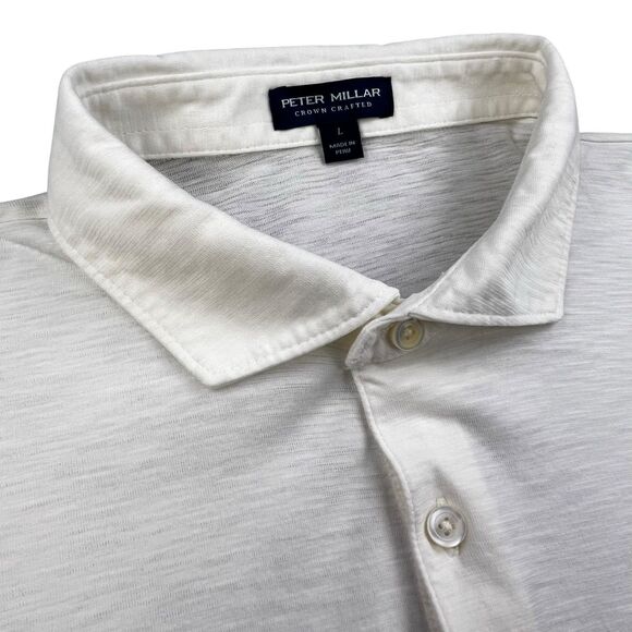 Peter Millar Crown Crafted Journeyman Polo Shirt Mens L White Pima Cotton Soft - Picture 3 of 10